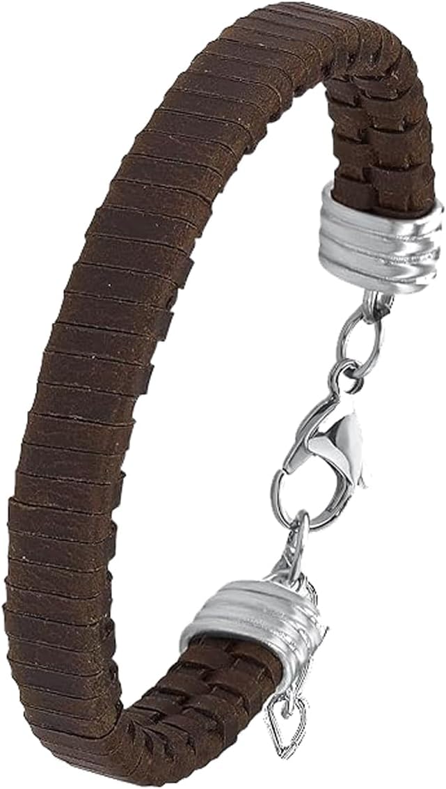 s.Oliver Kinder-Armband 18+2 cm Jungen Edelstahl Leder 20 cm 2015009