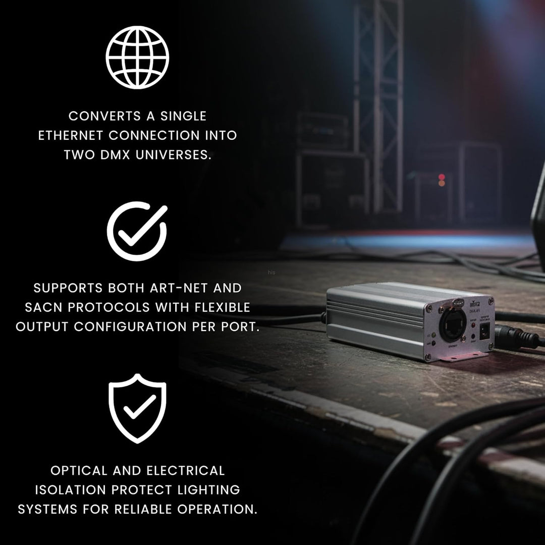 Chauvet DMX-AN2 Art-Net/sACN Knoten ARTNET Konverter zu DMX Adapter Ethernet zu DMX Modern, Modern
