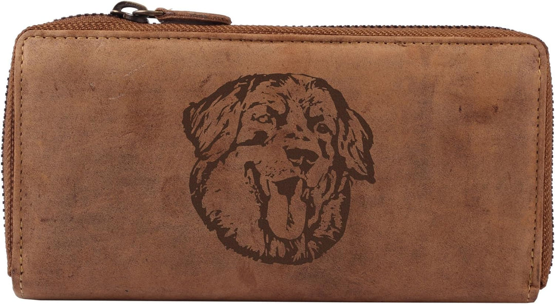 Greenburry Damen Leder-Portmonee mit Hunde-Motiv Hovawart l Geschenkidee für Hundefreunde I Leder Ho