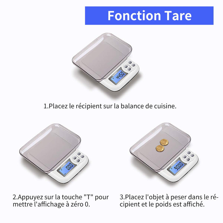Digitale Küchenwaage, wiederaufladbar über USB, 1 kg/0,01 g, Lebensmittelwaage, Präzisionswaage, Tas