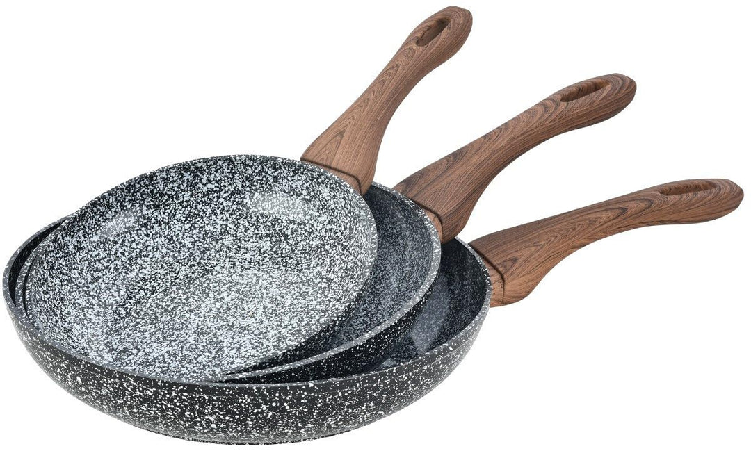 Kinghoff Pfannenset Pfanne 3-teilig 20/24/28 cm Granit Wood Line KH-1030