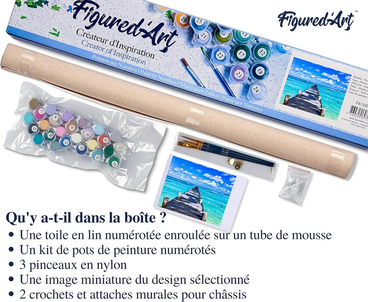 Figured'Art Malen Nach Zahlen Erwachsene Dock auf ruhigem Meer - Paint by Numbers Basteln DIY Bastel