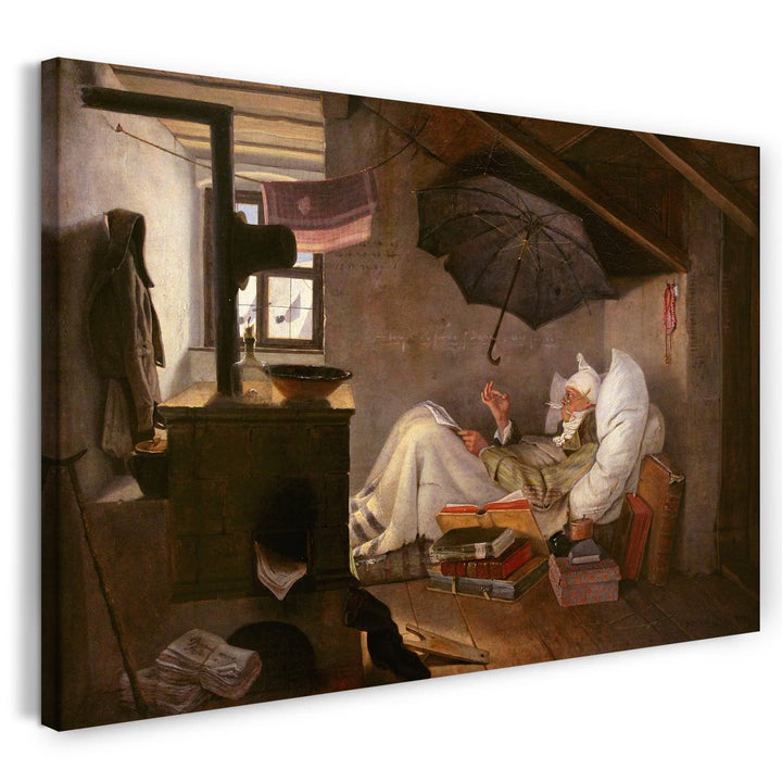 Printed Paintings Leinwand (100x70cm): Carl Spitzweg - Der Arme Poet 100x70 cm, 100x70 cm