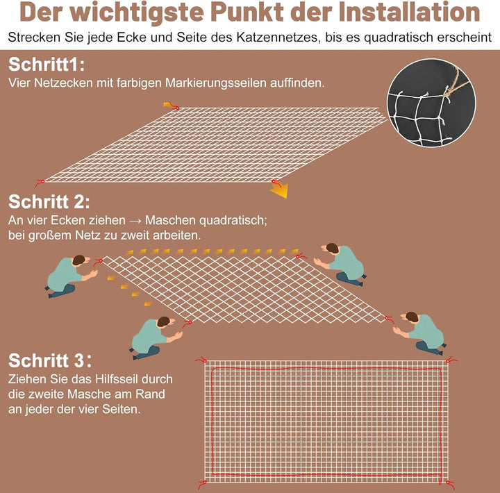 Aystkniet Katzennetz für Balkon Transparent 6 × 3M,Katzenschutznetz für Balkon mit Befestigungsseil