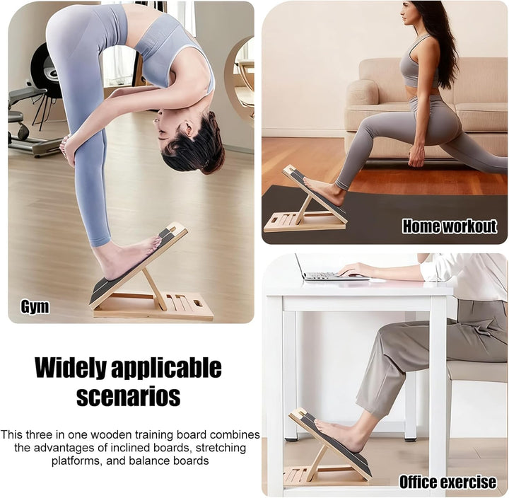 Balance Board und Schrägbrett aus Holz, Verstellbares‌ Wadendehner, Wackelbrett für Physiotherapie,