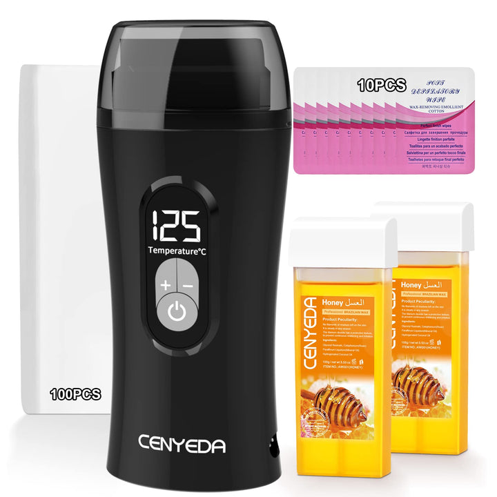 Digitales Roll on Wax Kit, Waxing Set Wax Roller für Warmwachs Haarentfernung, Konstante Temperatur