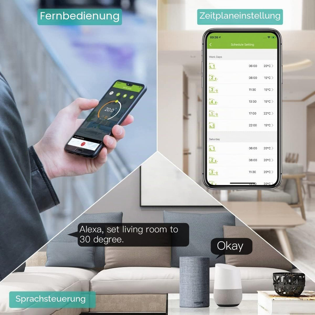 MOES WiFi Thermostat Programmable Room Temperature Controller for Gas Boiler Temperature HumidityTuy