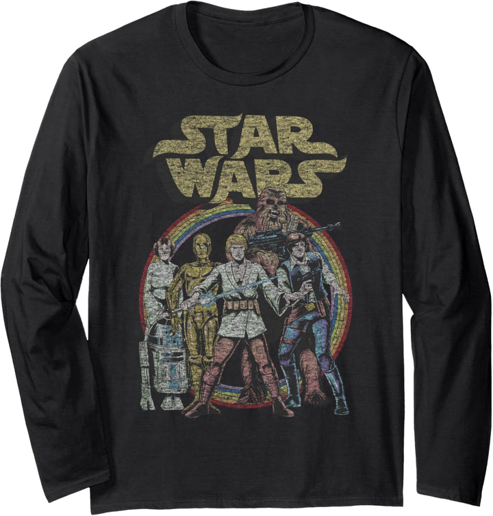 Star Wars Rainbow Retro Group Logo Langarmshirt