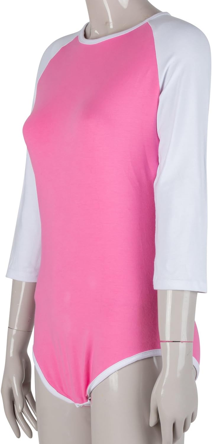 LittleForBig Baumwolle Strampler Onesie Pyjamas Bodysuit -Baseball Raglan Ärmel Rosa XS, Rosa XS