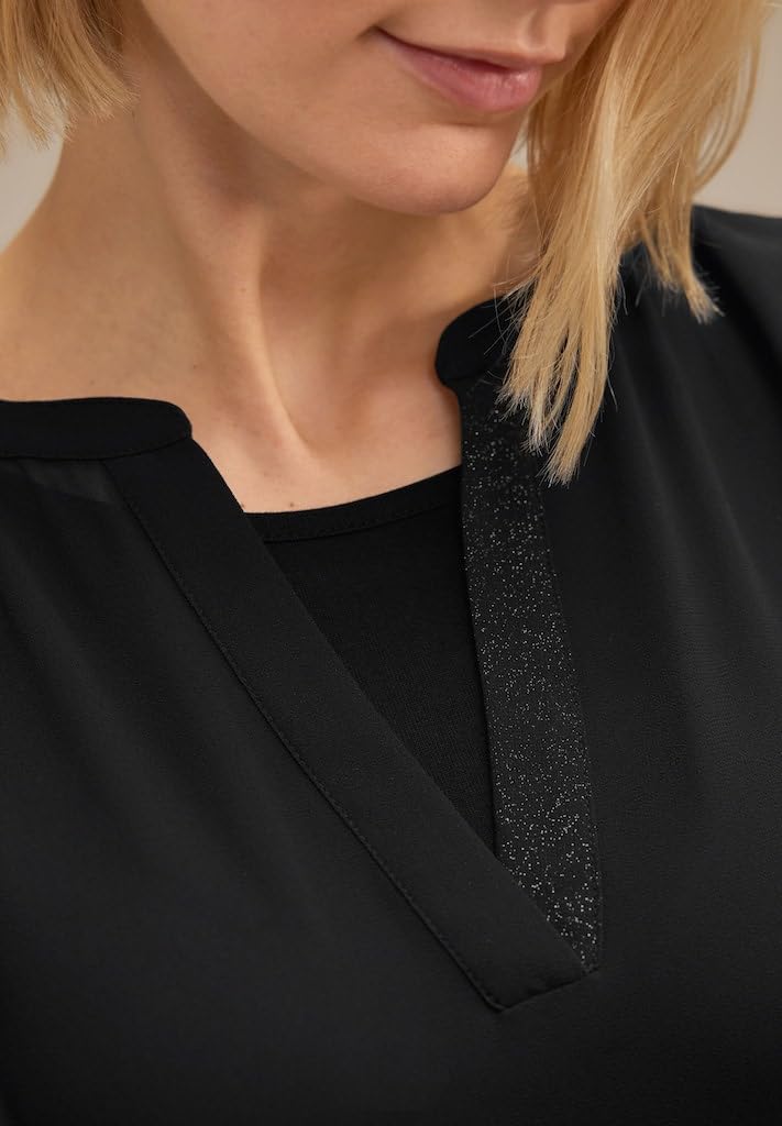 Street One Damen Chiffon Langarmshirt 38 Black (Schwarz), 38 Black (Schwarz)