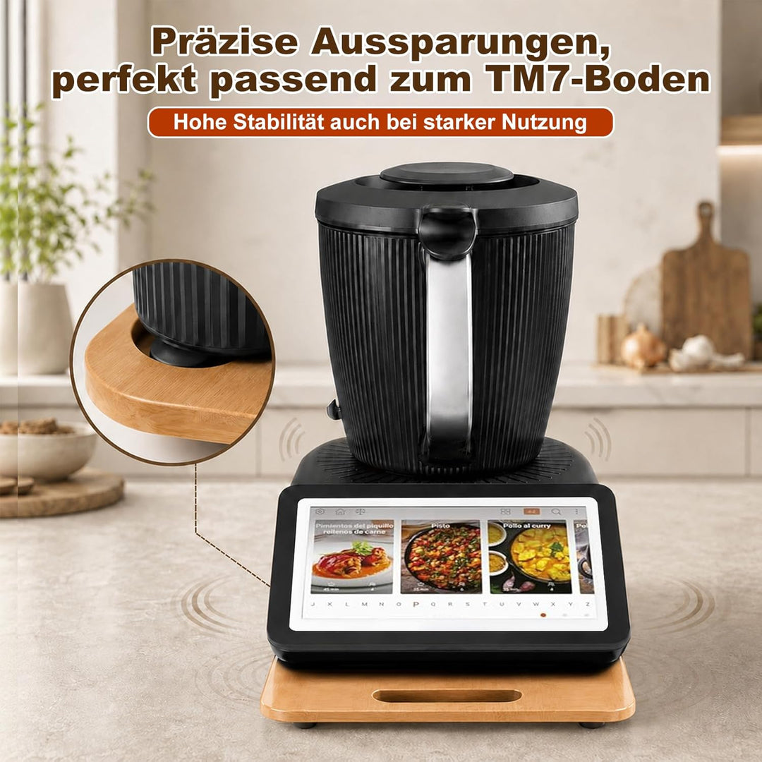 Verbesserte Gleitbrett für Thermomix TM7, leichtgängiges Rollbrett Slider aus Massivbambus, Rutschfe