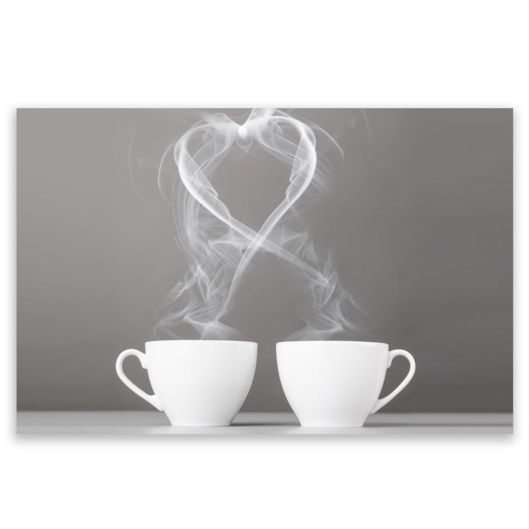 SmartDecoration Herdabdeckplatte Ceranfeldabdeckung aus Glas 80x52 cm Einteilig Motiv "Kaffee" Grau