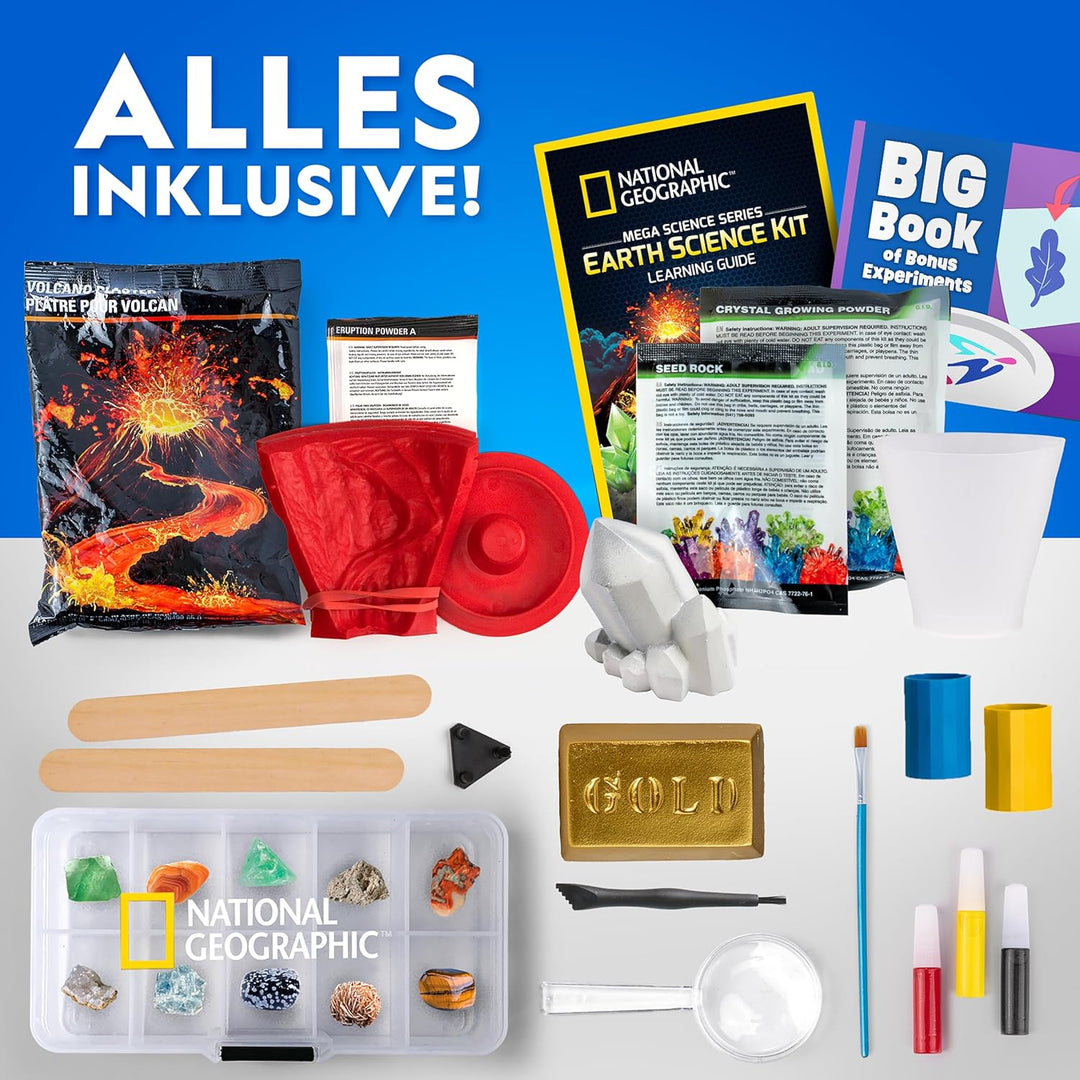 NATIONAL GEOGRAPHIC Mega Science Serie – Earth Science Kit mit über 100 Experimenten für Kinder, Kri