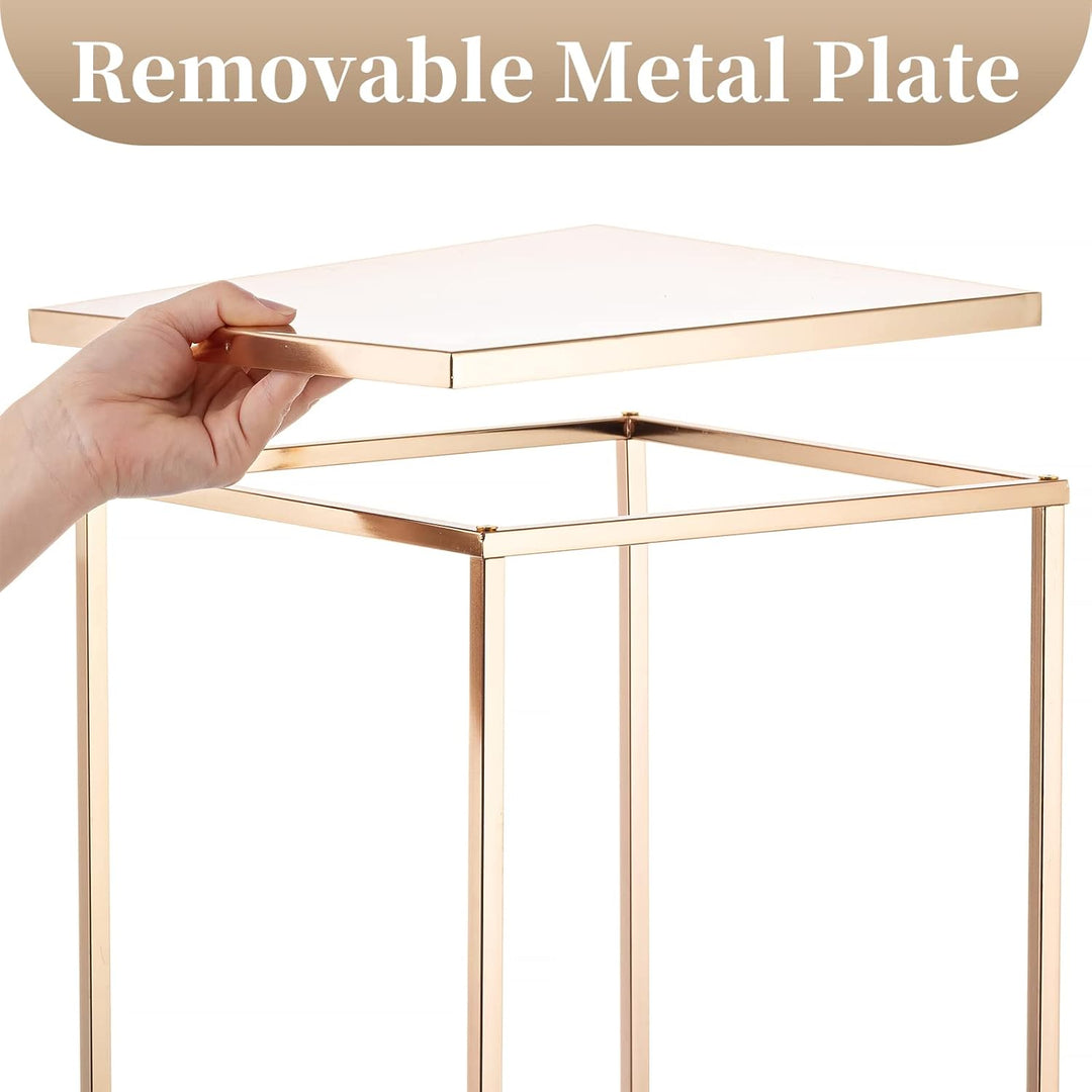 Sziqiqi 80cm Metall Gold Rechteckige Vasen mit Platte Hochzeits Tischdekoration – 10Stück Hoch Vase