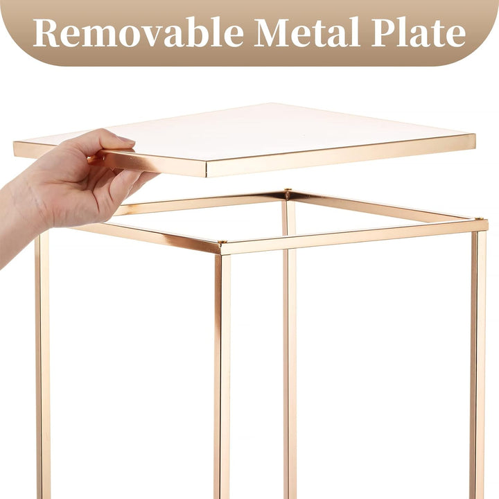 Sziqiqi 60cm Metall Goldene Rechteckige Vasen mit Platte Hochzeits Tisch – 2 Stück Hoch Vase Blumens