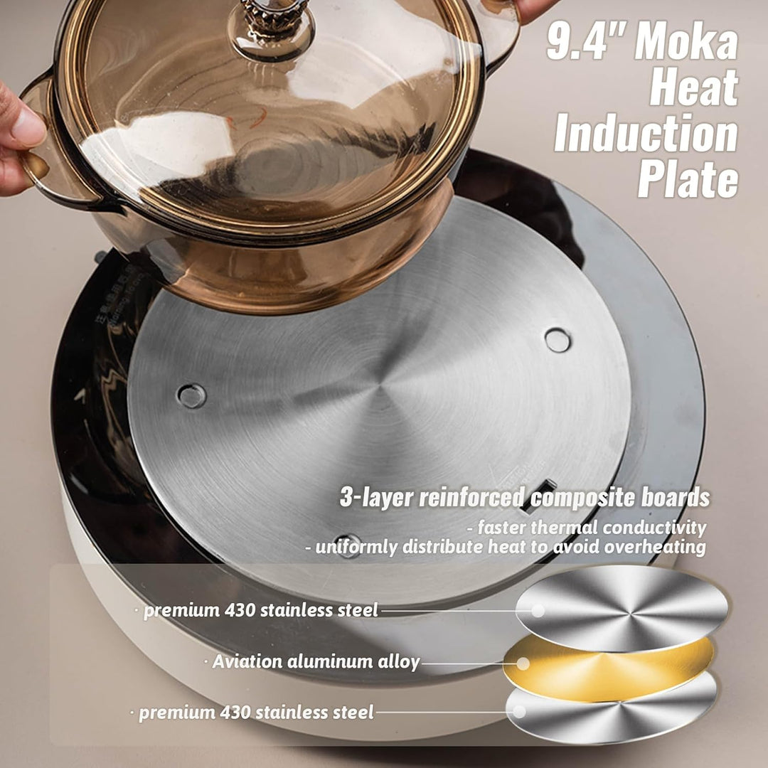 Universal Induktion Adapterplatte Ø 24 cm, Induktionsadapter für Gasherd, Edelstahl Wärme Induktion
