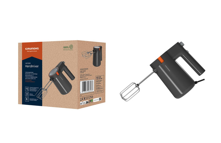 Grundig HM 5320 Handmixer, 425 W Leistung, 5 Geschwindigkeitsstufen + Turbostufe, Hochwertige Edelst