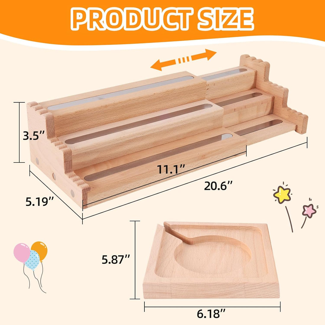 Expendable Wooden Tonie Shelf with Storage Steps - Extendable 3-Slot Organiser for Toniebox 1&2 and
