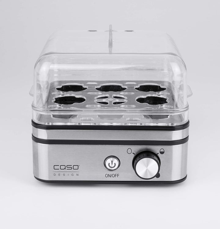 CASO E 9 - Design Eierkocher, elektronischer Eierkocher für bis zu 8 Eier, herausnehmbarer Eiträger,