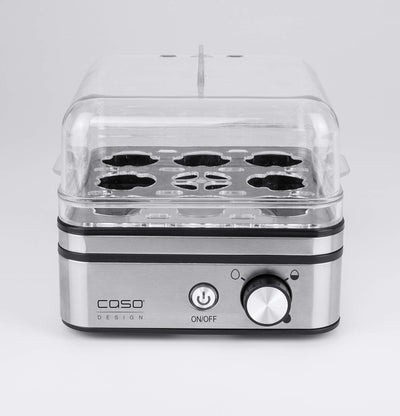 CASO E 9 - Design Eierkocher, elektronischer Eierkocher für bis zu 8 Eier, herausnehmbarer Eiträger,