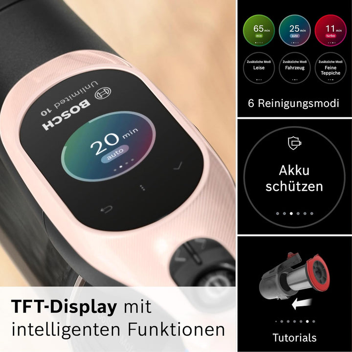 Bosch Akku-Staubsauger Unlimited 10 BKS1041RHF, kabellos, MicroClean Technology, TFT-Display, Staubk