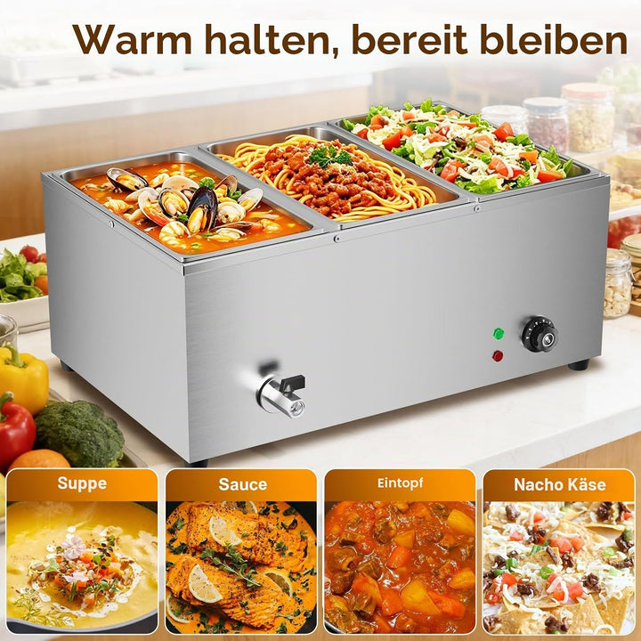 TAIMIKO Elektrisches Badezimmer, Edelstahl, 220 V, professionelle Speisew?rmer, Bain Marie mit 6 F?C