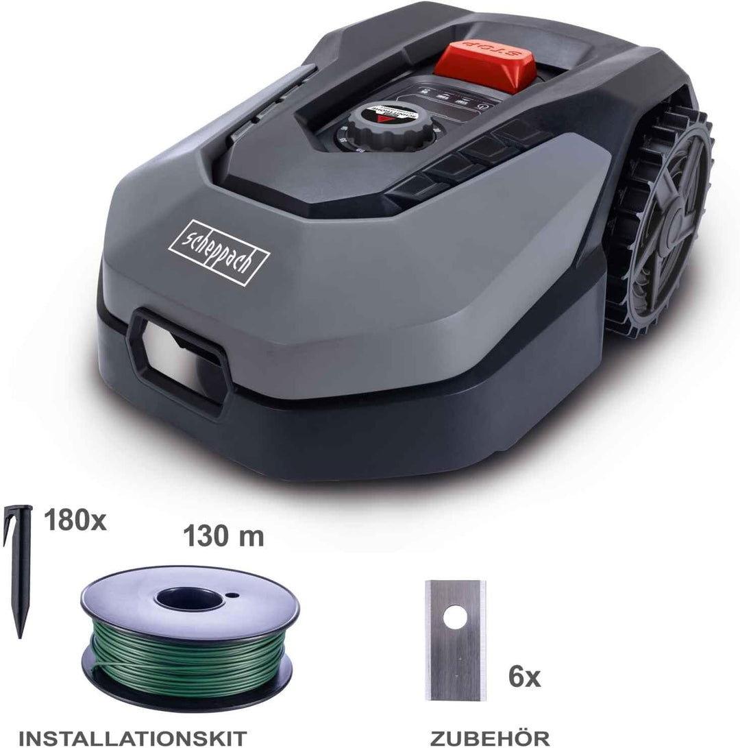 Scheppach Mähroboter RoboCut XL600 bis zu 600 qm² | 18cm Schnittbreite | 20-60 mm Schnitthöhe | Rege