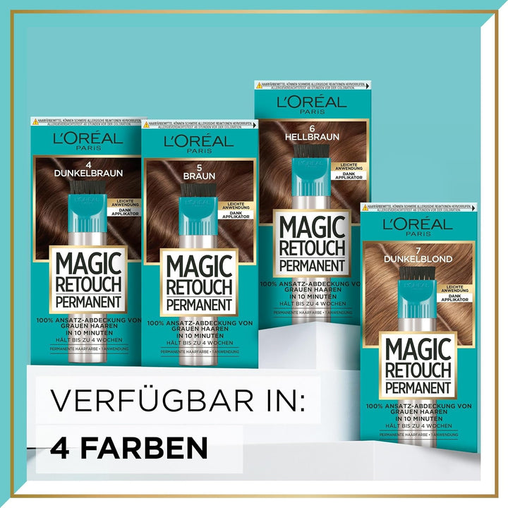 L'Oréal Paris Ansatz-Abdeckung zum Kaschieren grauer Haare, Langanhaltender Haar Concealer, Magic Re