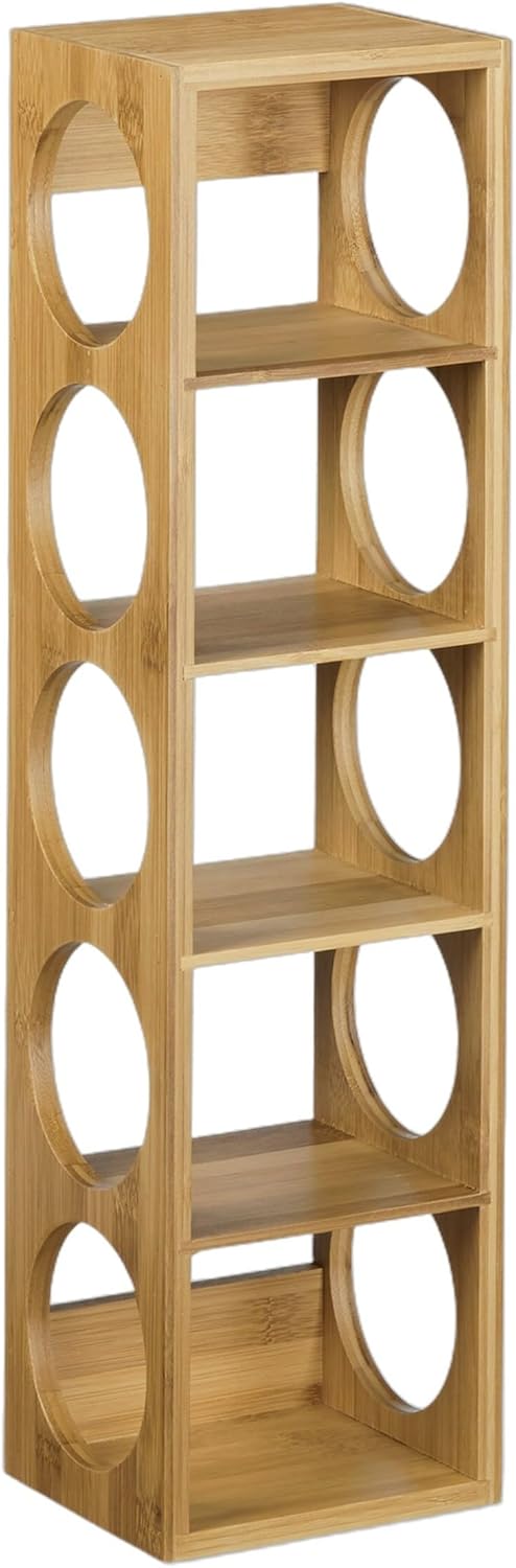 Relaxdays Weinregal aus Bambus HxBxT: ca. 53 x 14 x 12 cm mit 5 Fächern Holzregal für Wein Flaschenr