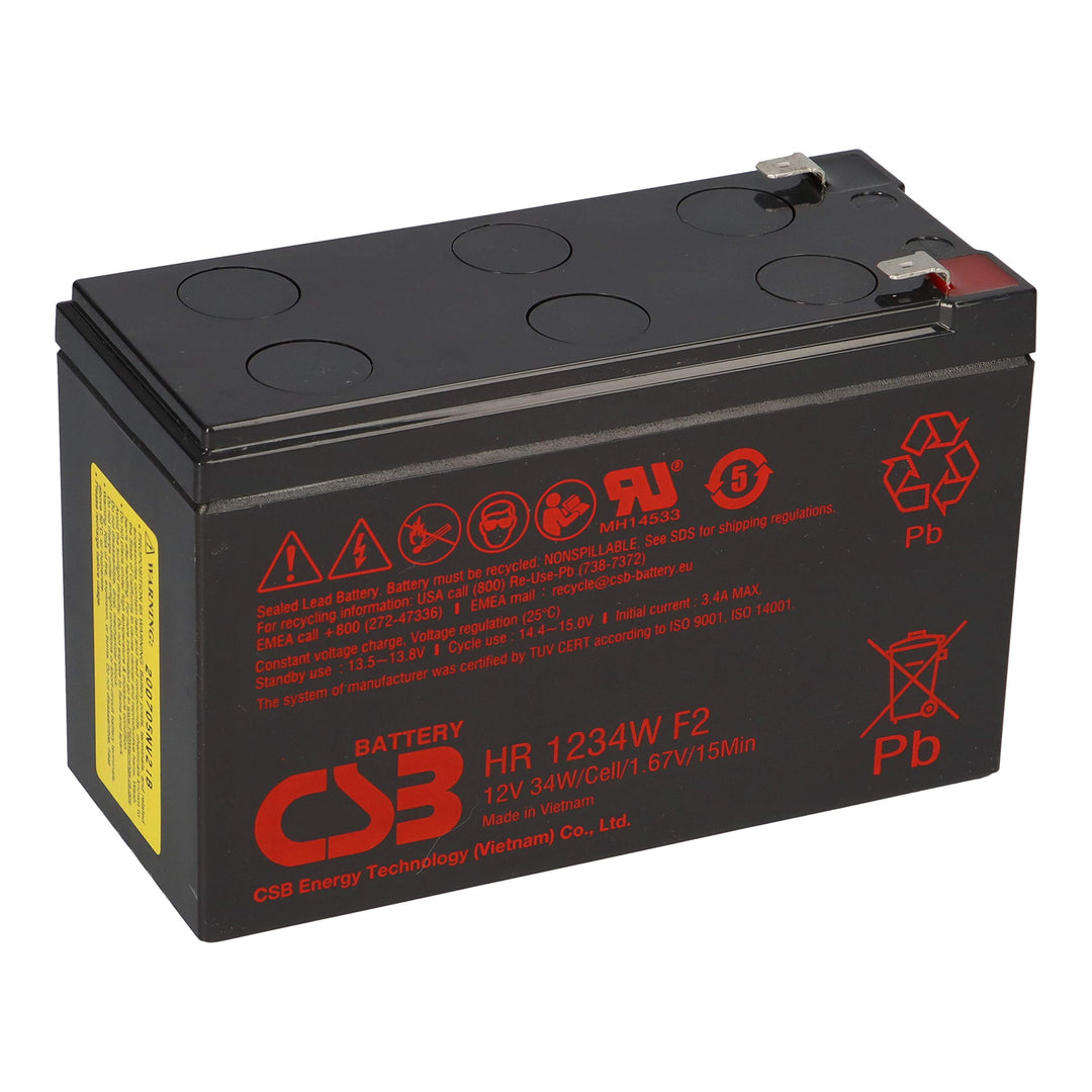 Bleiakku CSB HR 1234W F2 12V 8,4Ah 34W 1,67V/15Min hochstrom Bleigel AGM, kompatibel MP1236H, NPW45-