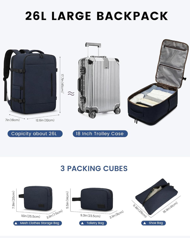 LOVEVOOK Handgepäck Rucksack 45x36x20 für Easyjet, Reiserucksack Herren Damen Flugzeug Klein Tasche