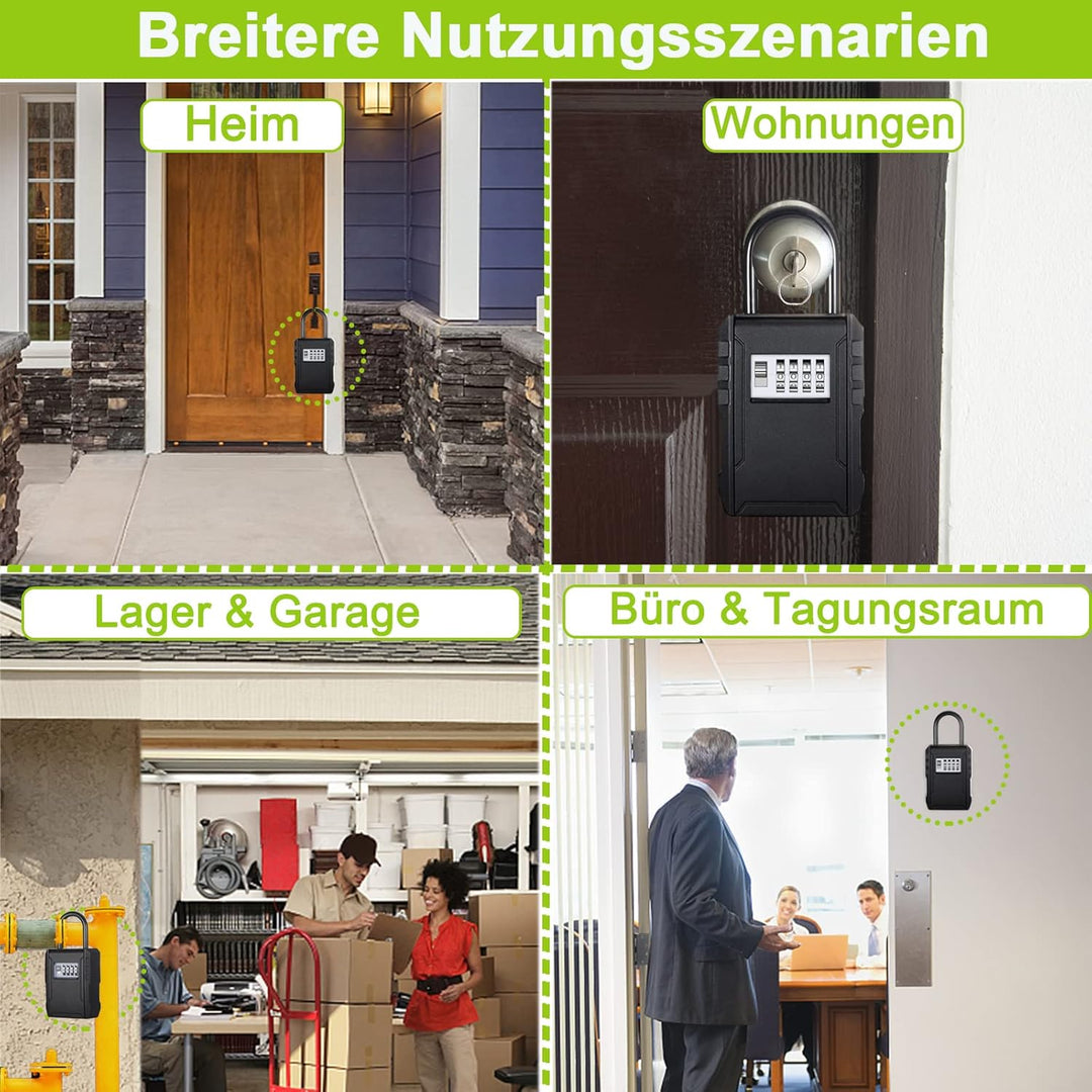 ZHEGE Schlüsselkasten Mit Zahlencode, Schlüsselsafe Aussen, 4-Stellig Schlüsselbox mit Code für Drau