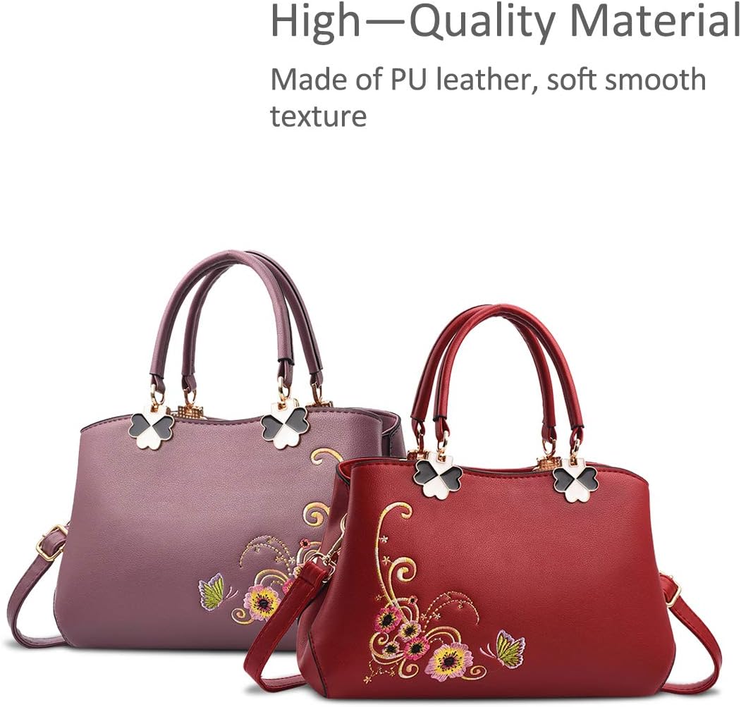 NICOLE&DORIS Handtaschen Damen Mode Schultertasche Geldbörse Retro Umhängetasche Frau Tote Stickerei