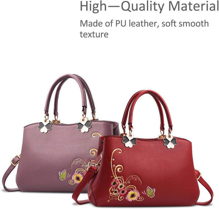 NICOLE&DORIS Handtaschen Damen Mode Schultertasche Geldbörse Retro Umhängetasche Frau Tote Stickerei