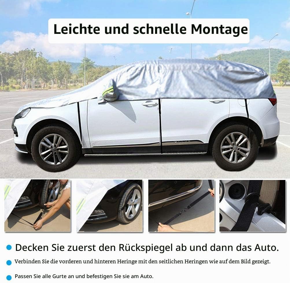 Konnfeir Halbgarage für Auto Abdeckplane Winter Sommer Autoabdeckung wasserdicht Auto halbgarage Sta