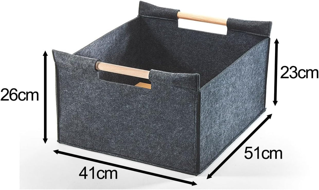 Kobolo Filzkorb Holzkorb für Kaminholz Allzweckkorb - Filz - dunkelgrau - 51x41x26 cm 45x41x40