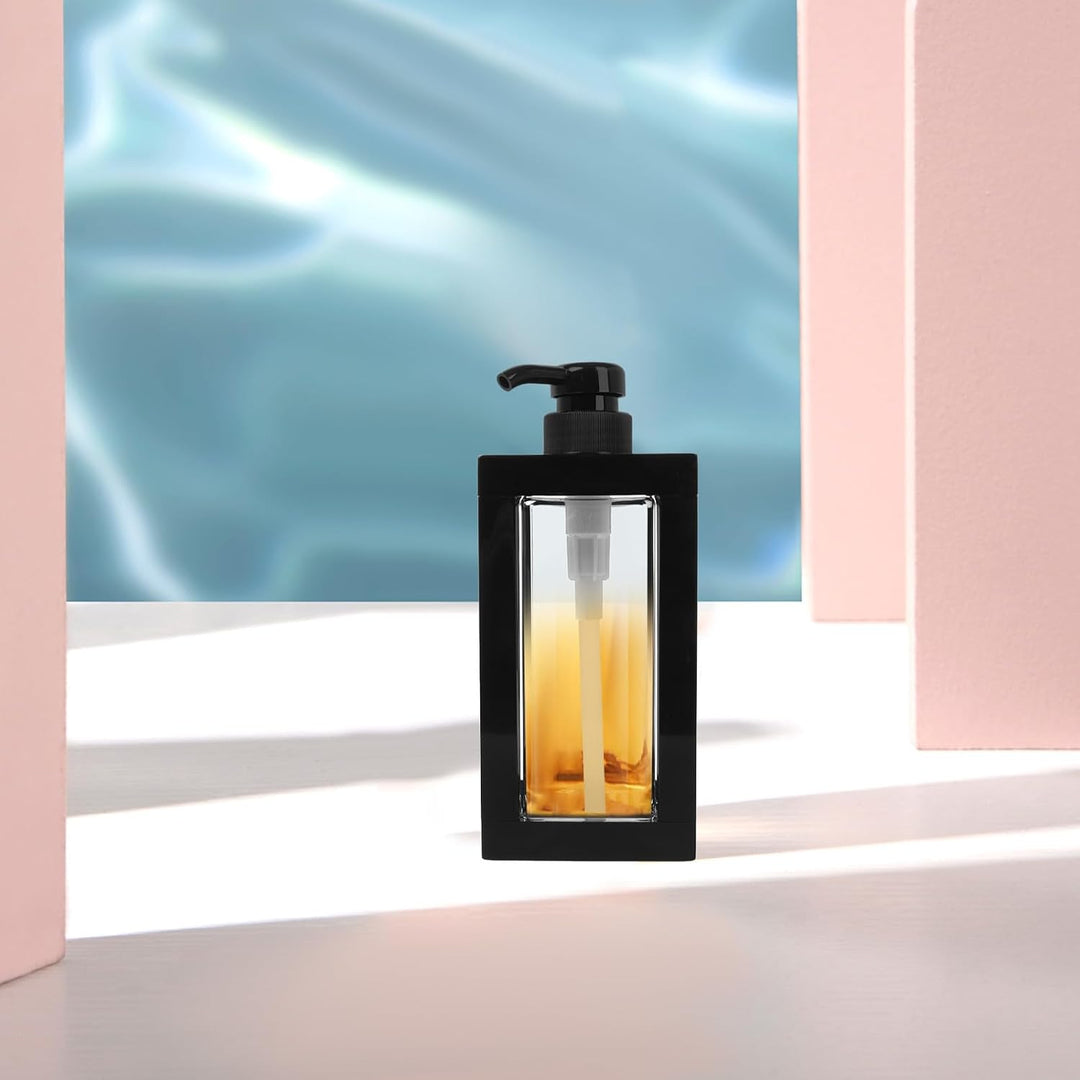 Nachfüllbare Pumpspenderflasche 750ml aus Kunststoff, Transparent, Schwarz