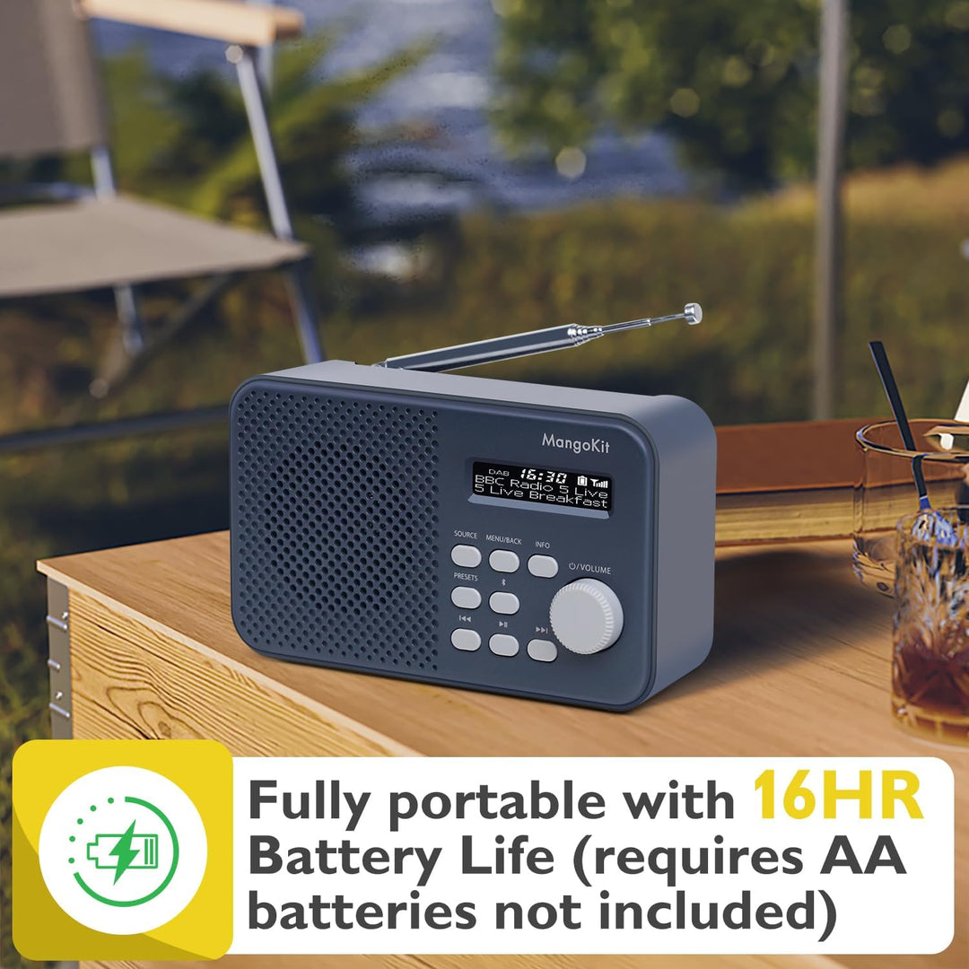 MangoKit MD2 DAB/DAB Plus Radio mit Bluetooth,Digitalradio,UKW Radio, kleines Küchenradio mit Netzbe