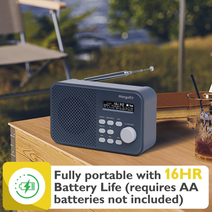 MangoKit MD2 DAB/DAB Plus Radio mit Bluetooth,Digitalradio,UKW Radio, kleines Küchenradio mit Netzbe
