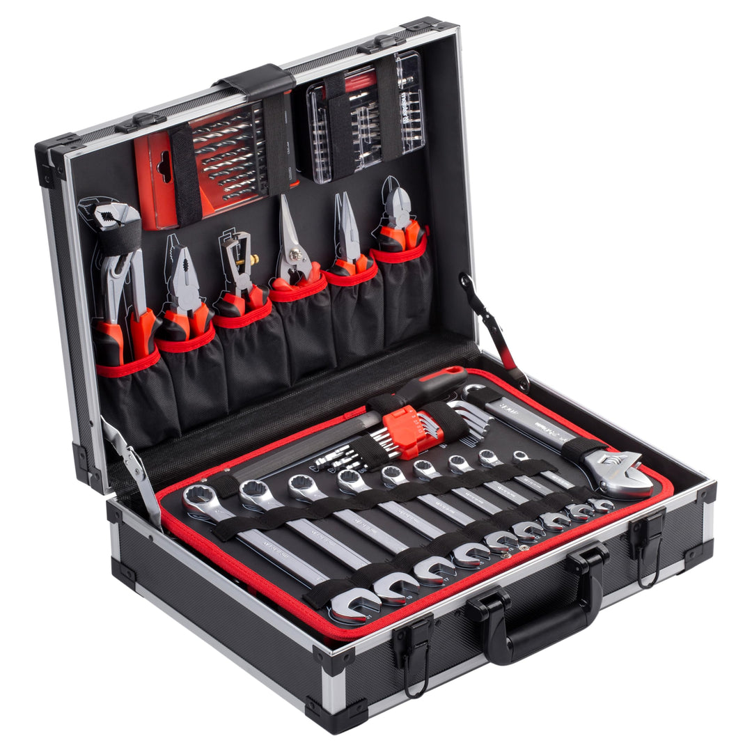 Meister Werkzeugkoffer 161-teilig - Stabiler Alu-Koffer -Set - Für Haushalt, Garage & Werkstatt/Prof