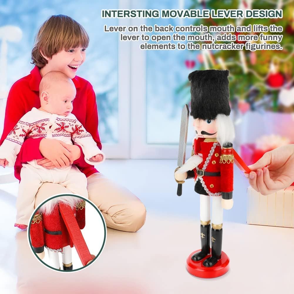 KAHEIGN 2Pcs Nussknacker Figuren Holz Nussknacker Soldaten, 30cm Traditionelle Weihnachten Nussknack