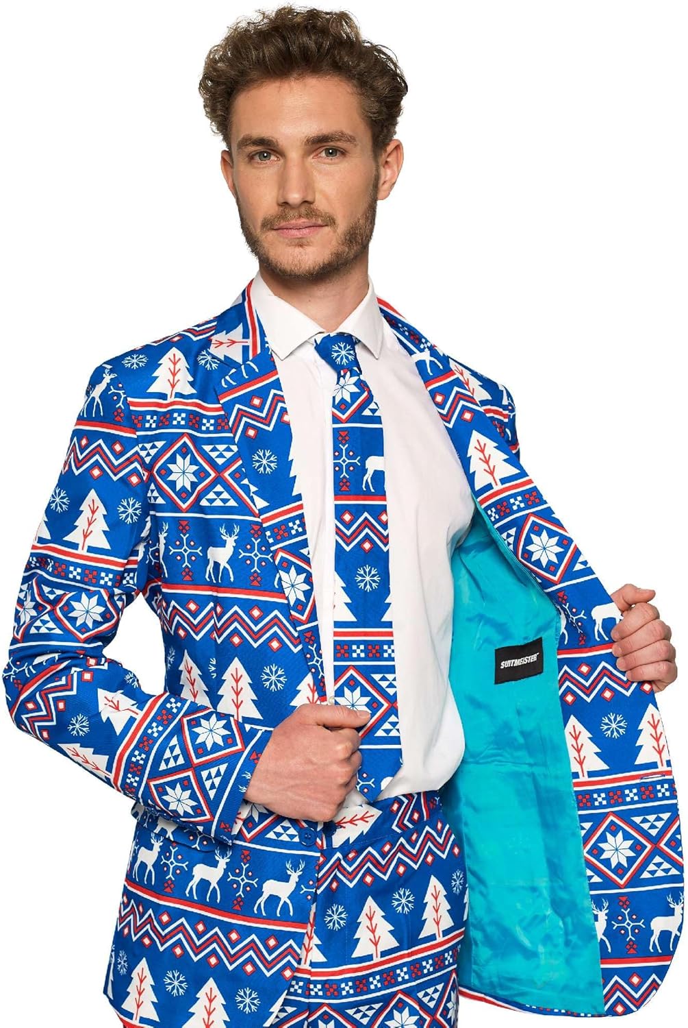 Suitmeister Weihnachtsanzug für Herren - Festlicher Feiertags-Spass Weihnachten - Beinhaltet Blazer,