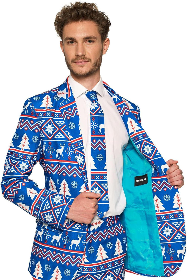 Suitmeister Weihnachtsanzug für Herren - Festlicher Feiertags-Spass Weihnachten - Beinhaltet Blazer,