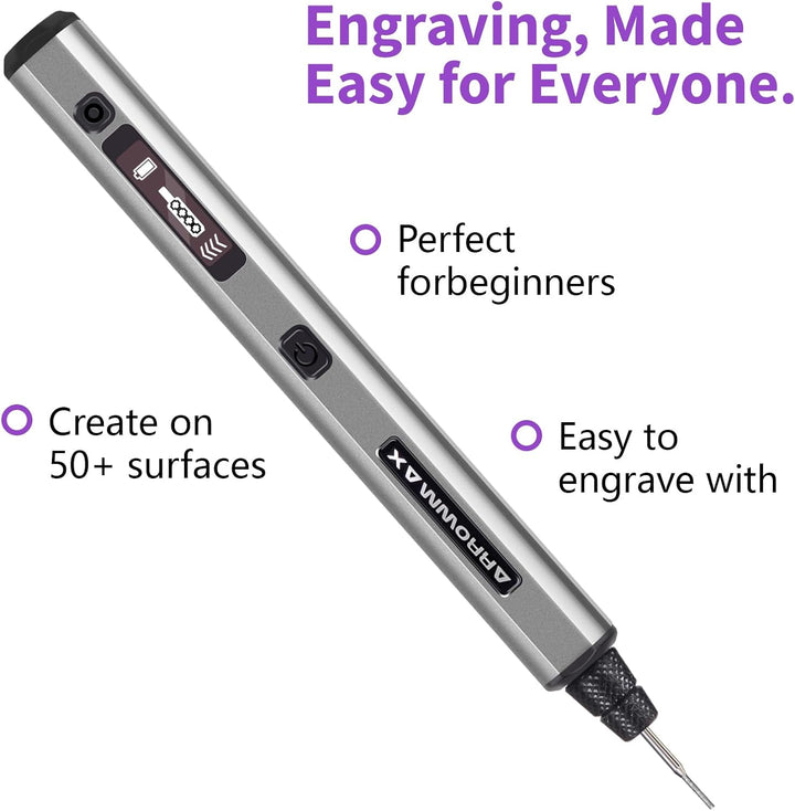 ARROWMAX Mini-Gravierstift, HollowCup-Motor, 42 Bits mit Aluminiumgehäuse, OLED, magnetische Ladung,