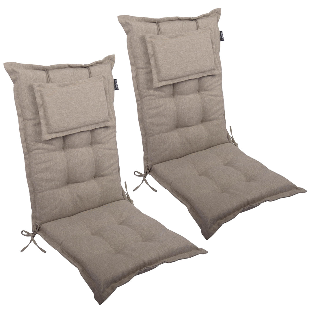 LILENO HOME Gartenstuhl Auflagen als [2er Set - Hochlehner] in Taupe Y - Bequeme Liegen als Sitzaufl