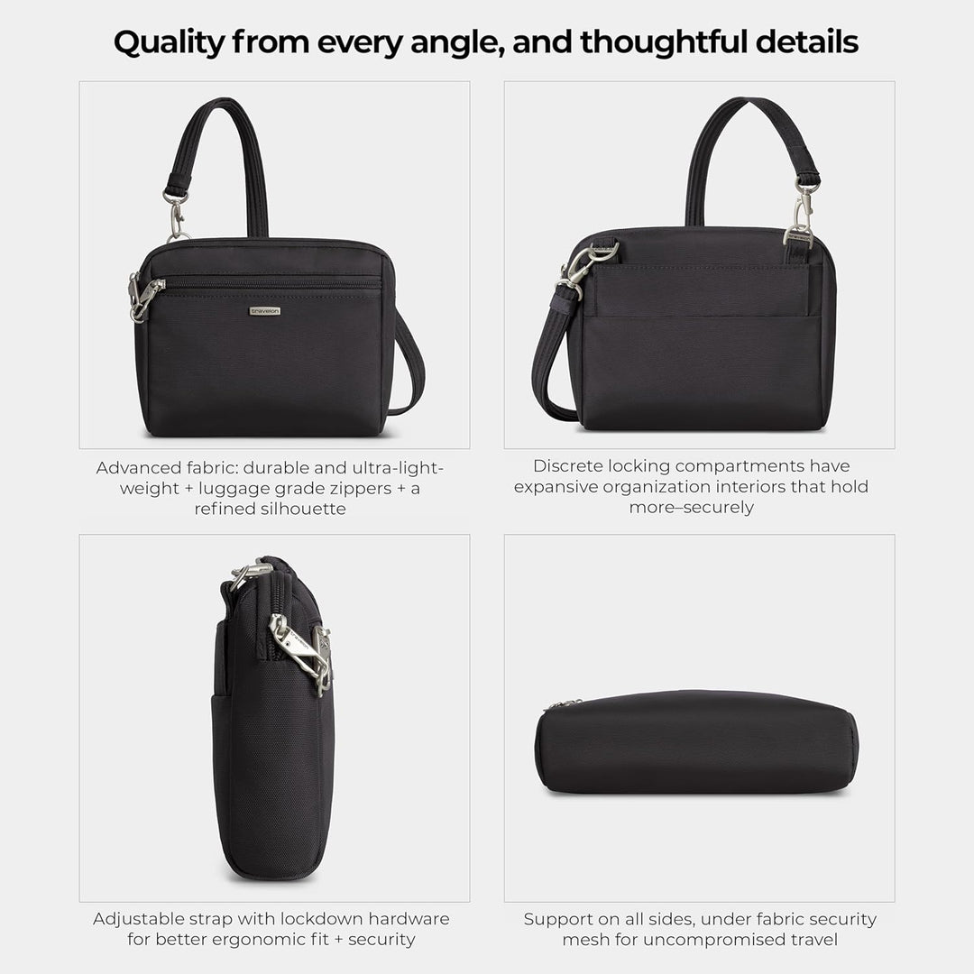Travelon Damen Classic Convertible Crossbody &amp; Waist Pack Crossbody-Umhängetasche 8 x 7 x 2 Schwarz,