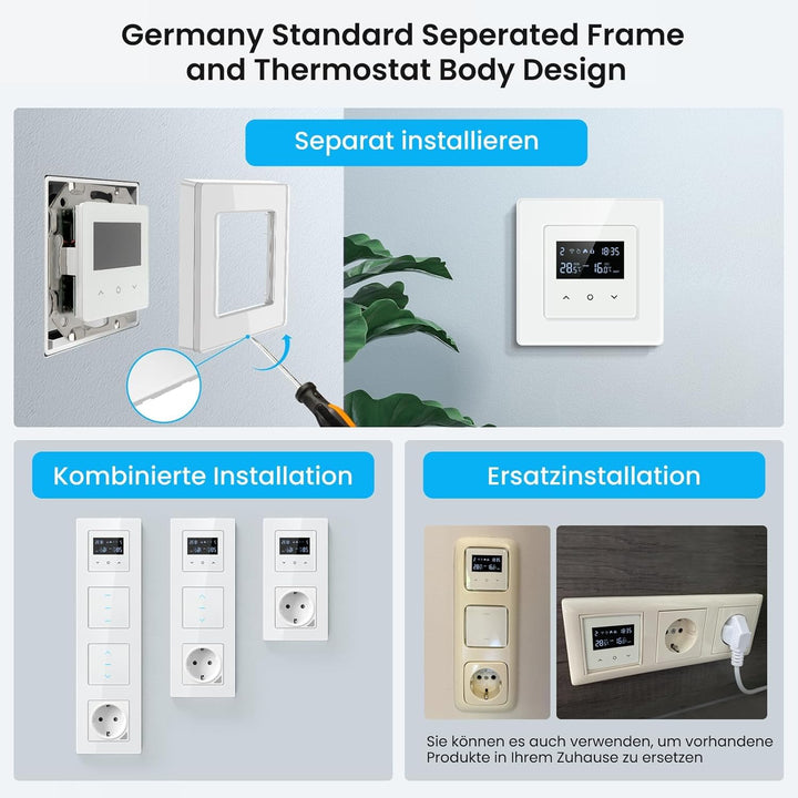 MIUCDA Thermostat Fussbodenheizung Wasser 3A, Tuya Smart WiFi Raumthermostat Fussbodenheizung Progra