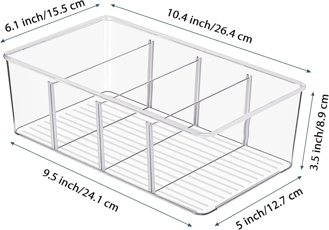 Vtopmart 4er Set Kühlschrank Organizer mit 4 Fächern, BPA-Freie Küche Stapelbarer Lebensmittelaufbew