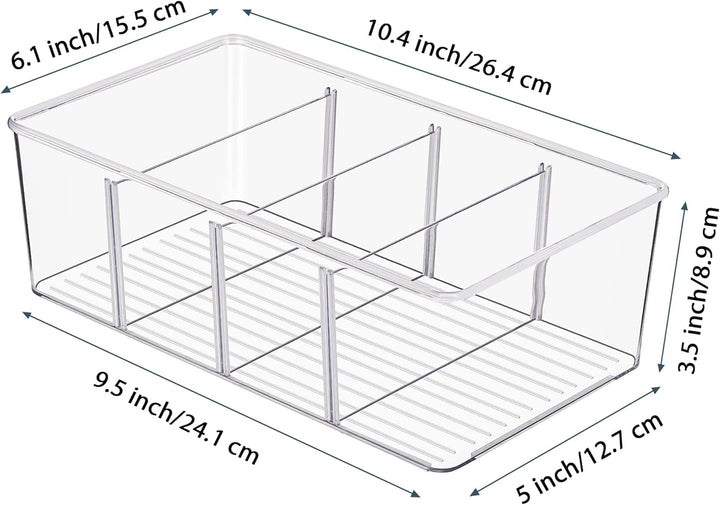 Vtopmart 4er Set Kühlschrank Organizer mit 4 Fächern, BPA-Freie Küche Stapelbarer Lebensmittelaufbew