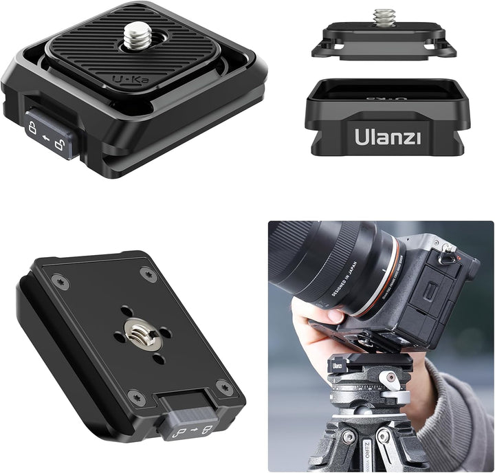 ULANZI Uka Quick Release Plate and Base Kit, UKA01 Kamera-Schnellwechselplatte mit 1/4', 3/8' Schrau